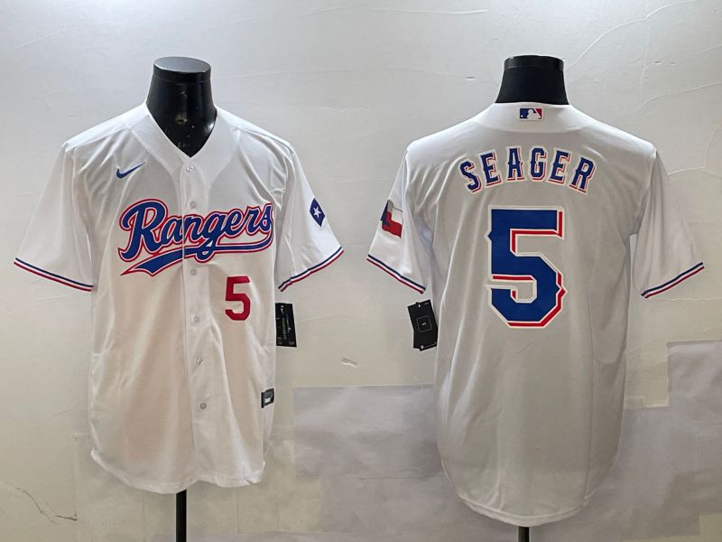 Men Texas Rangers #5 Seager White Game 2025 Nike MLB Jersey style 2->texas rangers->MLB Jersey